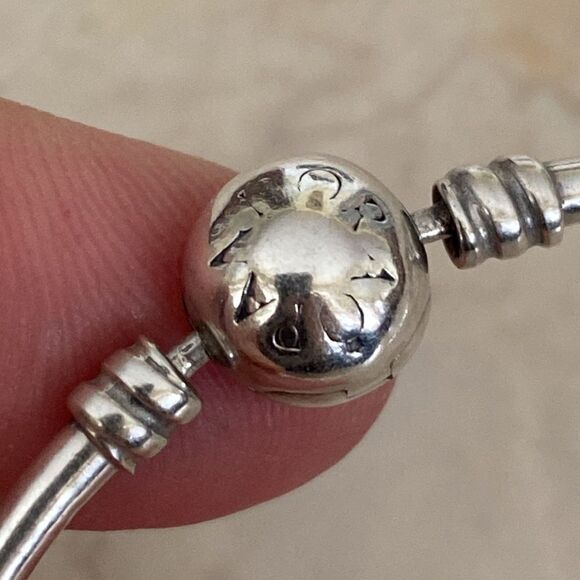 Pandora Logo Ball Clasp Bangle Charm Bracelet 7.5” - Picture 7 of 10